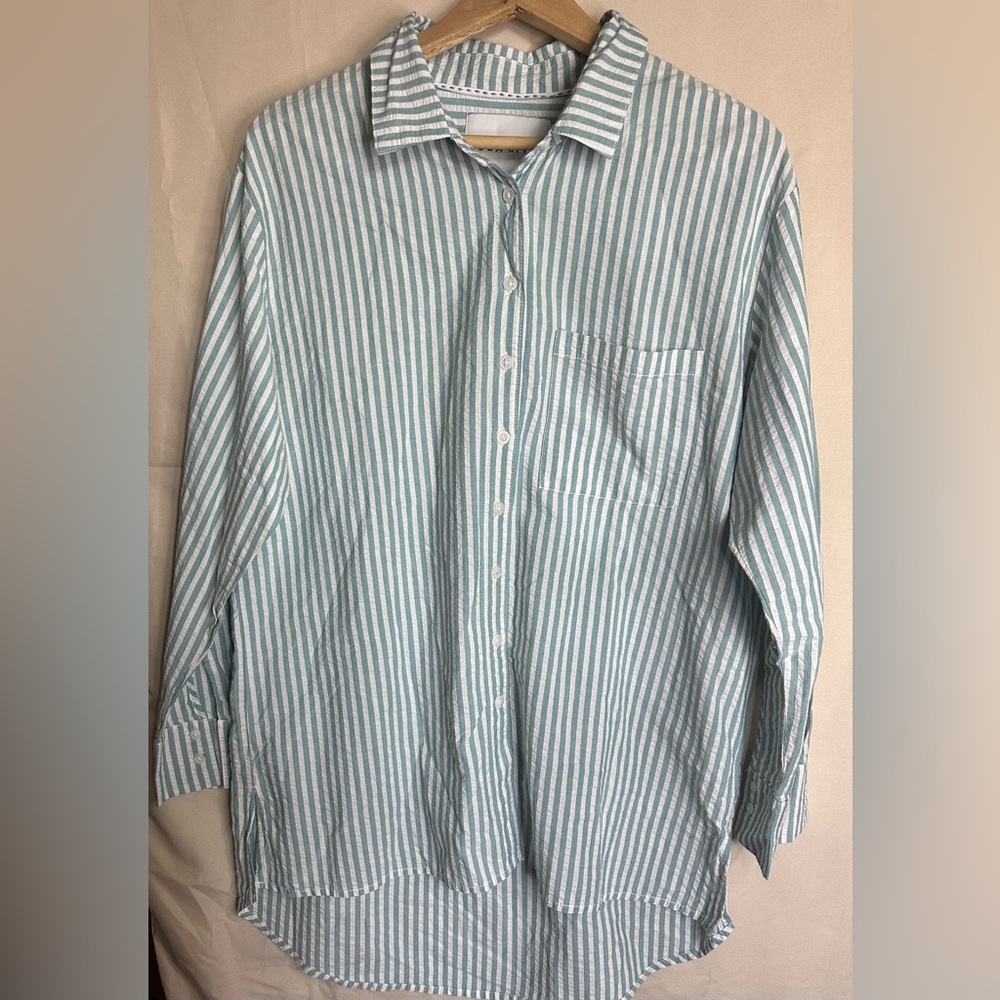 Striped Blue and White women’s Shirt - Picture 1 of 3
